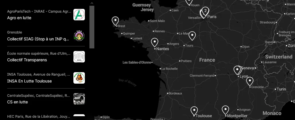 Carte des collectifs (en noir)
